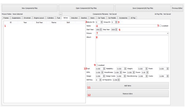 Valve Component Editor