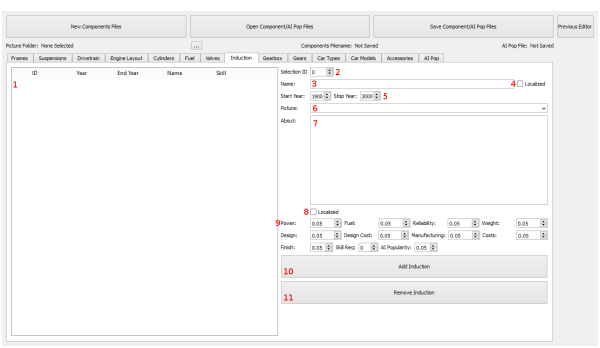 Induction Components Editor